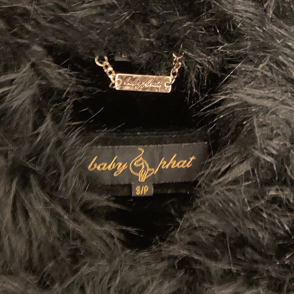 Baby Phat Black Leather Jacket with Faux Fur - Picture 15 of 15